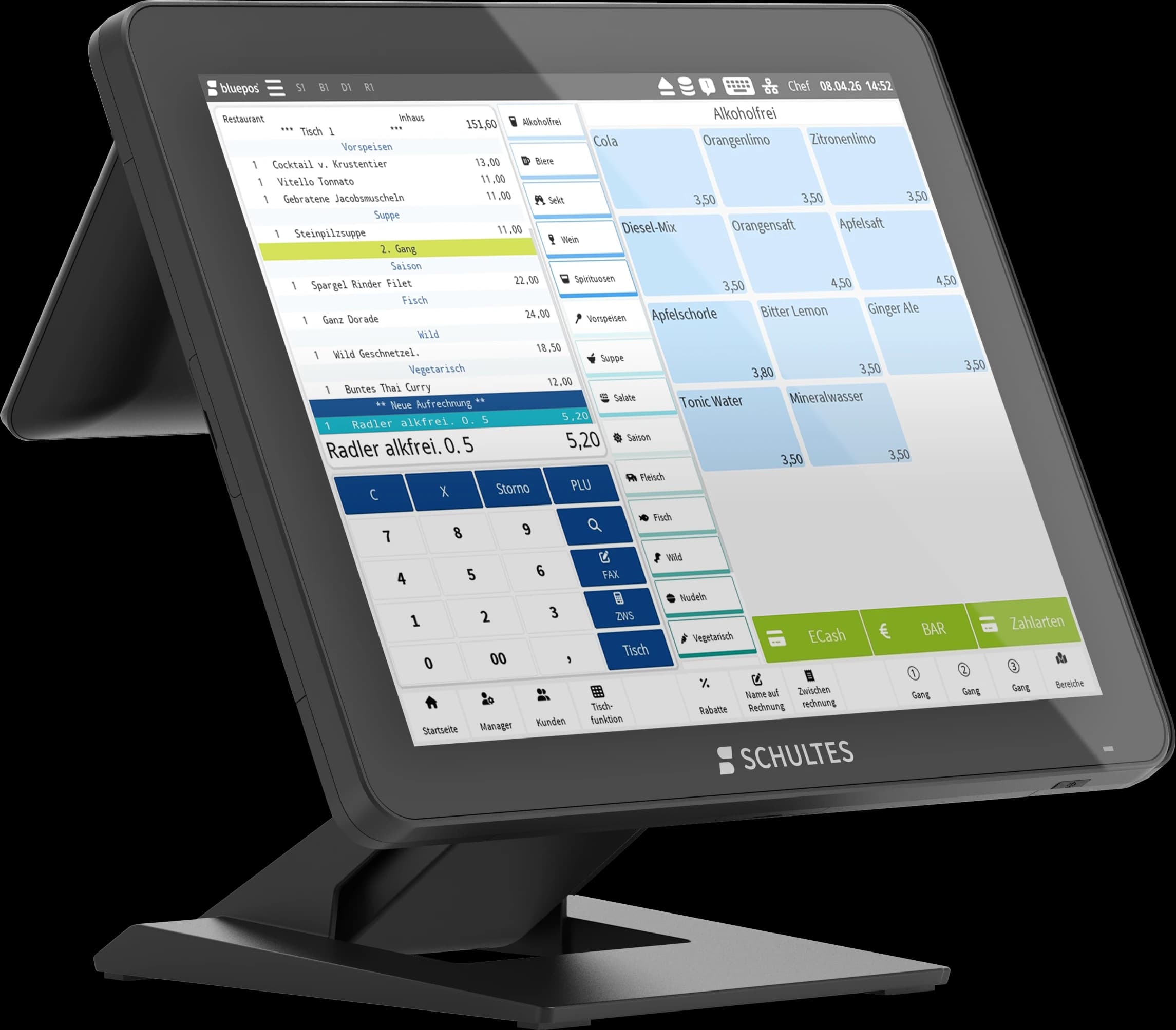 SCHULTES S-840 select mit Kundendisplay, bluepos Oberfläche für den Verkauf an der Theke